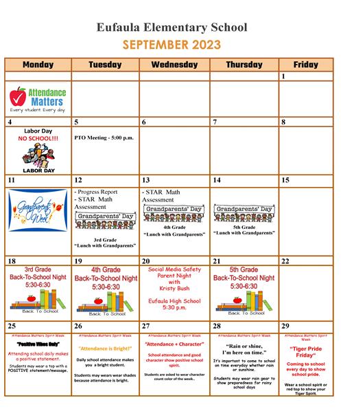 September 2023 Parent Calendar